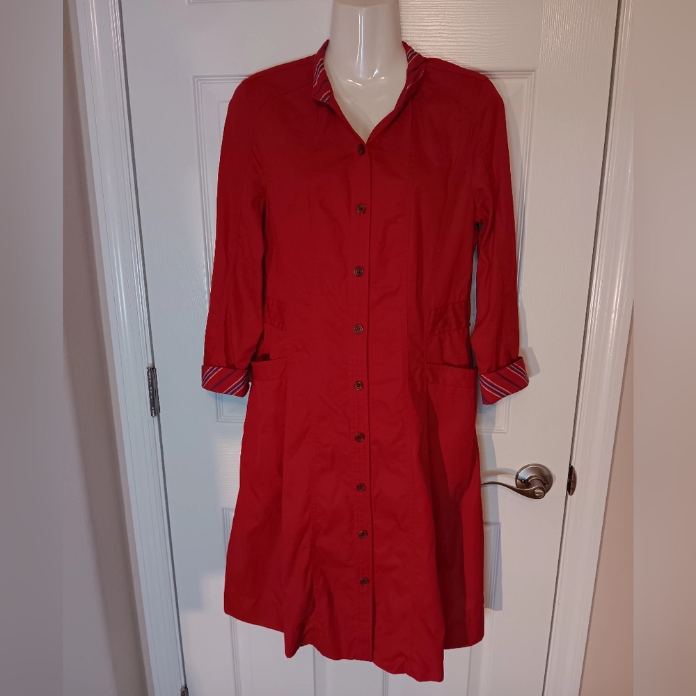 Bean Pole Women's Size S/M Vintage Trench Coat Made in Korea Red Buttons Pockets